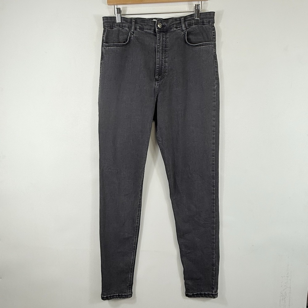 Zara Skinny Jeans Womens 12 Gray Vintage Wash High Rise Streetwear Edgy Goth